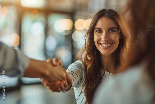 Women Shake Hands in Office