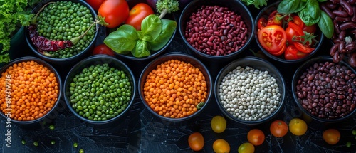Assorted Vegetables and Legumes on a Table