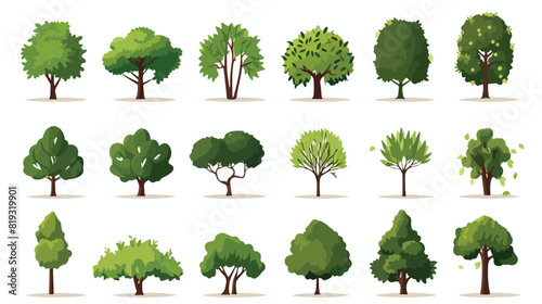 Vector trees icons illustrations. Simple cartoon st