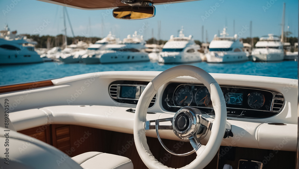 Rudder of a luxury yacht close-up modern