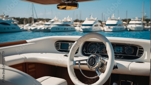 Rudder of a luxury yacht close-up modern