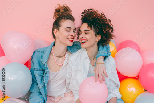 A happy transgender couple celebrating their journey of self-discovery and love, embracing their authentic identities with pride and joy. Concept of transgender love and empowerment. Generative Ai.
