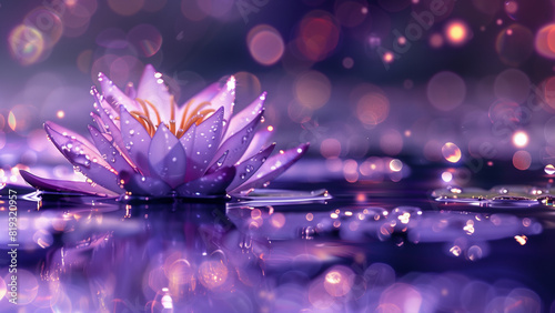 Artistic Nightfall: Delicate Lily Pond Under Moonlight