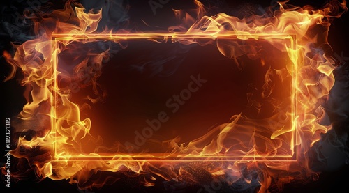 Frame of Fire on Black Background