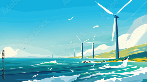 Vector Wind energy power concept poster header with