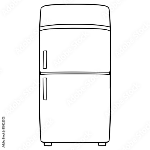 refrigerator top-down view illustration hand drawn outline vector