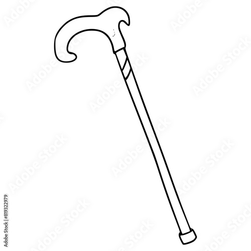 elegant walking stick illustration hand drawn outline vector