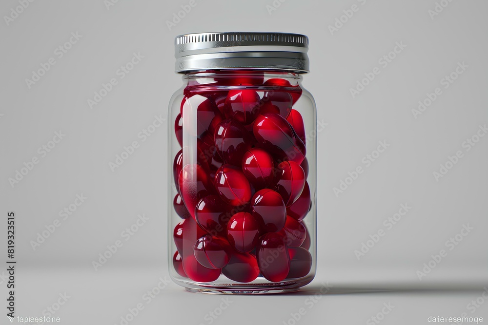 A jar filled with red cherries sitting on top of a table A jar filled with red cherries sitting on top of a table