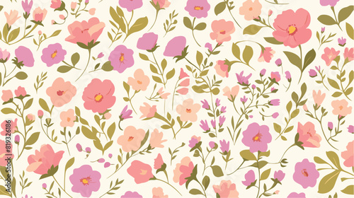 vintage floral pattern. Pink flowers with abstract