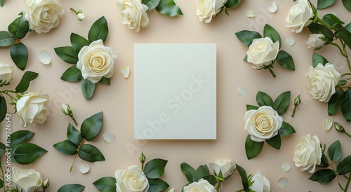 Group of White Bottles, Candles, and Flowers on White Background