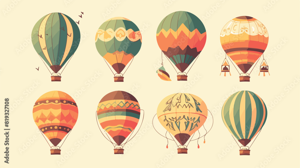Vintage Hot Air Balloons Vector illustration. Thin