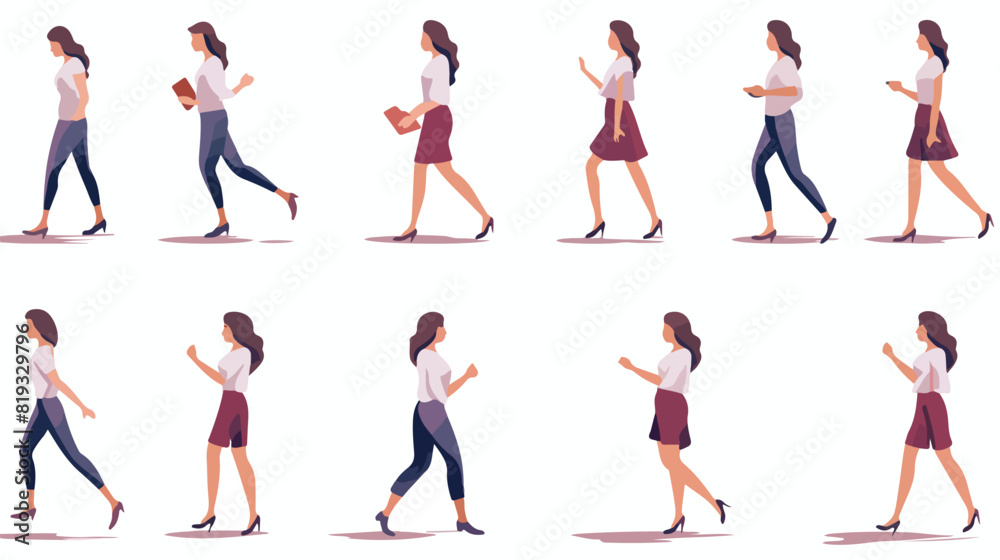 Walk sequence animation. Woman in motion full movin