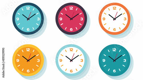 Wall clock vector illustration. Contemporary timepi
