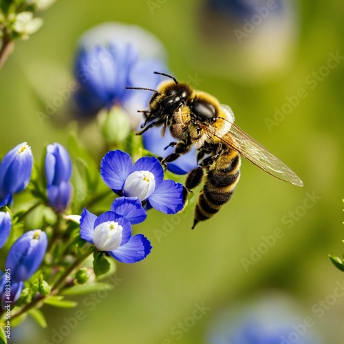 Upclose bluebonnet flower and honey bee © MAsif