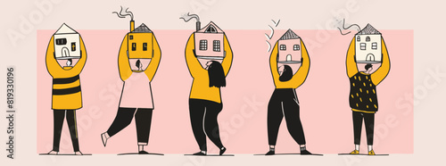 a group of people holding up mouses over their heads. Property ownership and investment