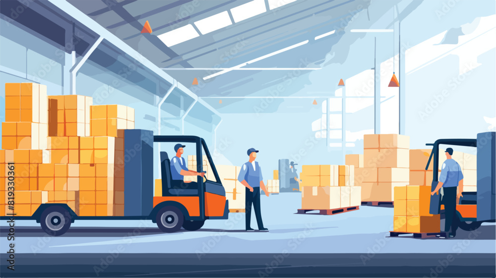 Warehouse wholesale logistic center vector illustra