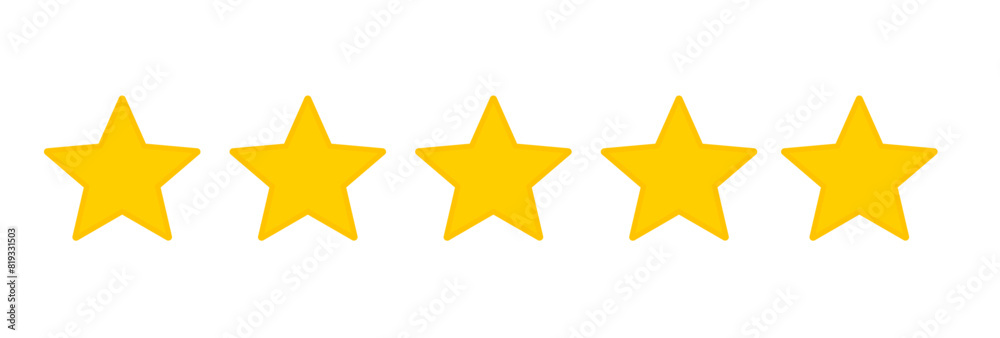 Five stars customer product rating review flat icon for apps and websites. Five stars customer product rating review flat icon for apps and websites.