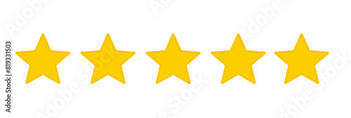 Five stars customer product rating review flat icon for apps and websites.