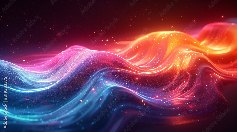Dynamic neon ribbons of light dancing in a vibrant spectacle. Isolated on solid white background. Dynamic neon ribbons of light dancing in a vibrant spectacle. Isolated on solid white background.