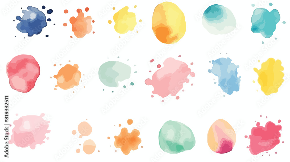 Watercolor spots set. Pastel colors splash stains.