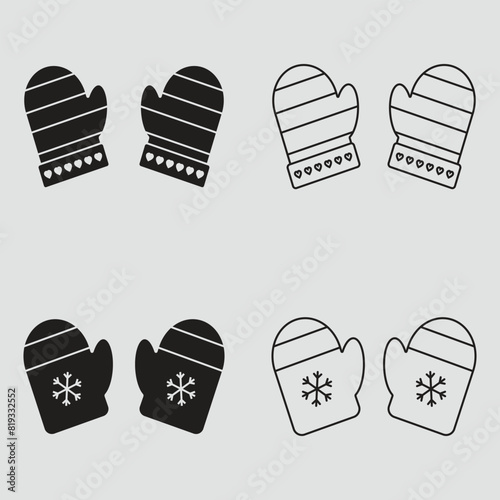 set gloves logo line art simple minimalist vector illustration template icon graphic design