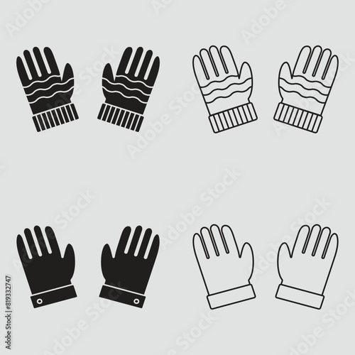 set gloves logo line art simple minimalist vector illustration template icon graphic design