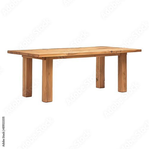 Beech Wood Dining Table isolated on transparent png background. Generative ai