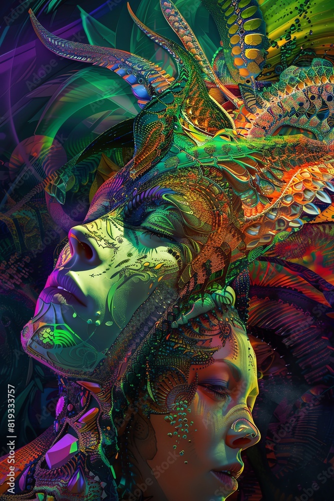 Females A group of women in a setting where empowerment is symbolized by vibrant, dynamic art Females A group of women in a setting where empowerment is symbolized by vibrant, dynamic art