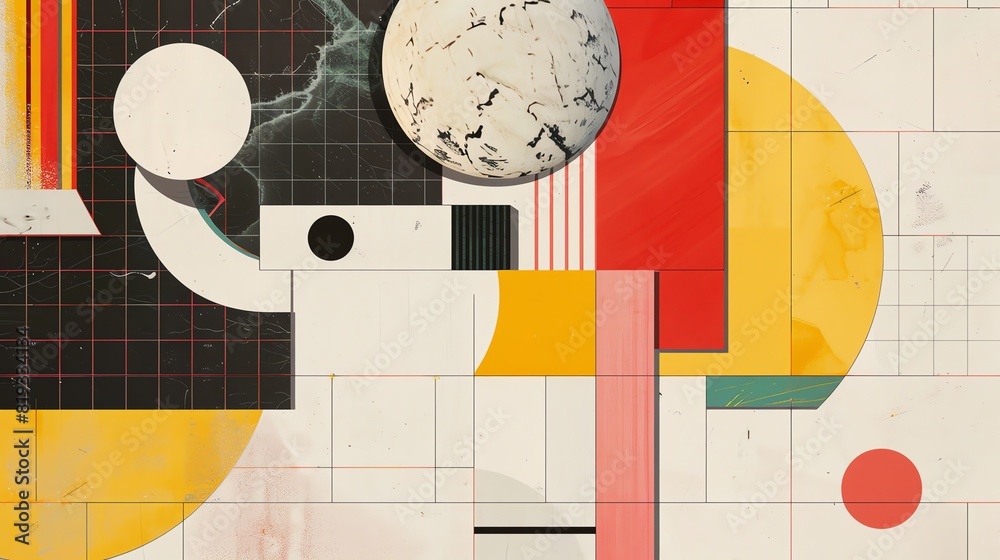 Layout An abstract grid of shapes and colors forming a cohesive design ...