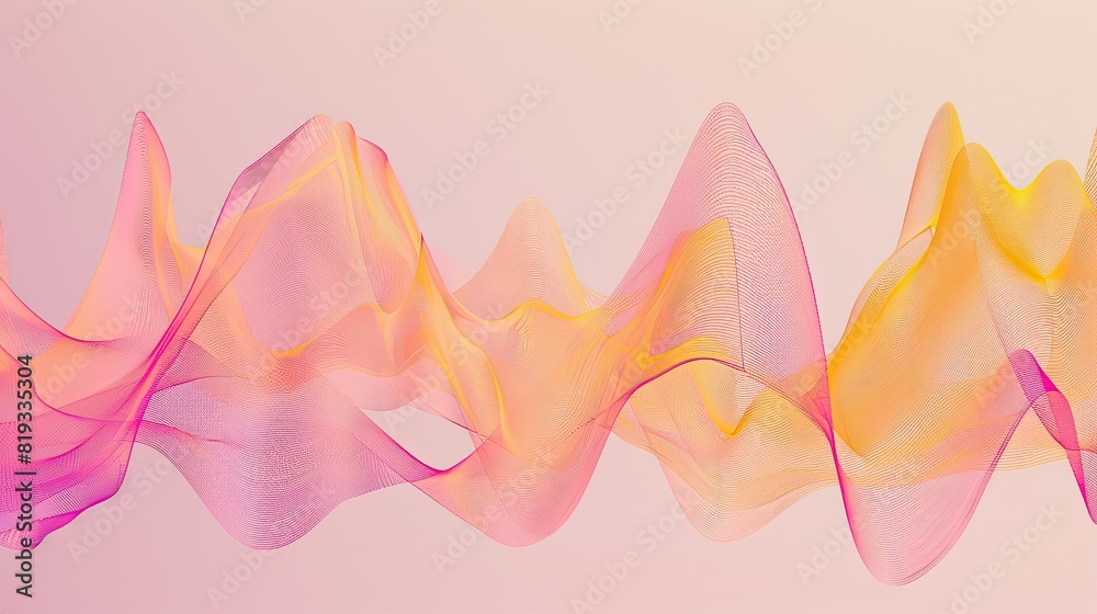 abstract waveform texture, in the style of delicately rendered, minimalist color palette, iconic, , lifelike , light translucent pink and orange color scheme, 