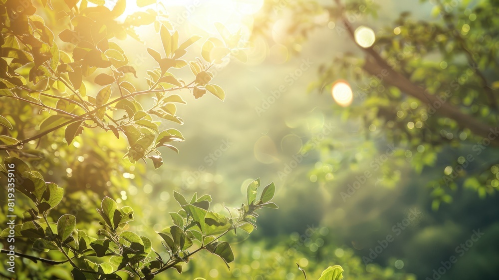 Obraz premium Bright, sunny outdoor scene with lush green foliage