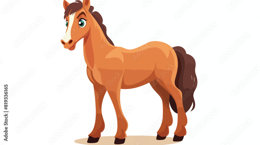 Well gromed brown horse with big eyes cartoon vecto