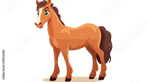 Well gromed brown horse with big eyes cartoon vecto photo