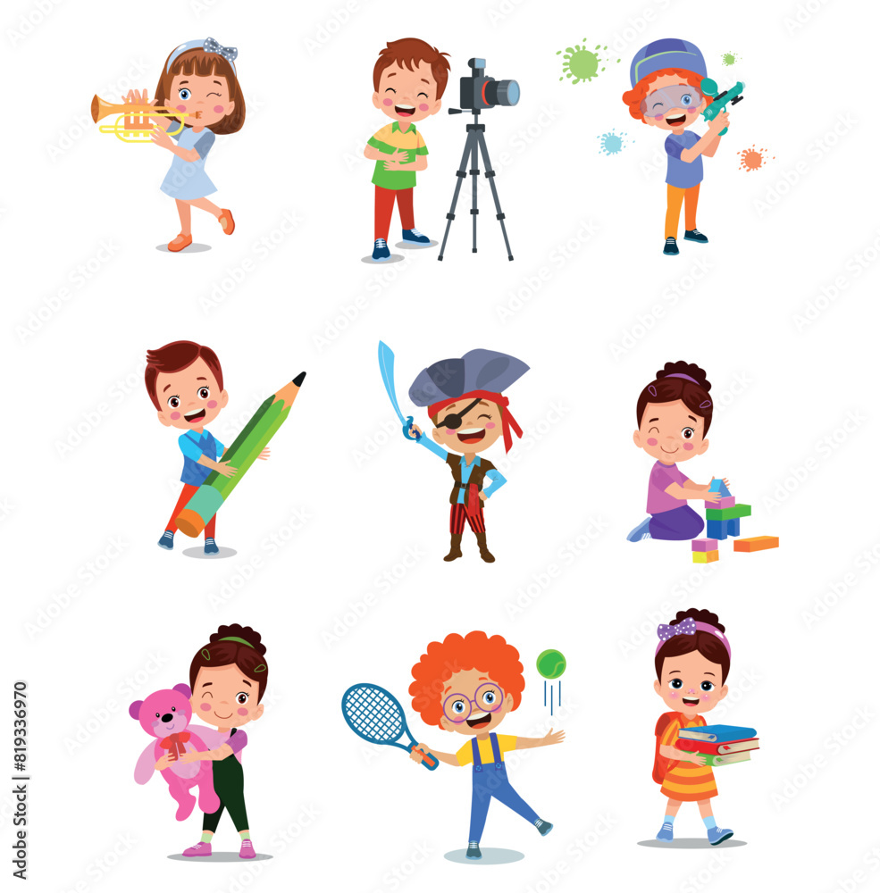 vector illustration of students in different postures vector illustration of students in different postures