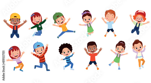 vector illustration of students in different postures