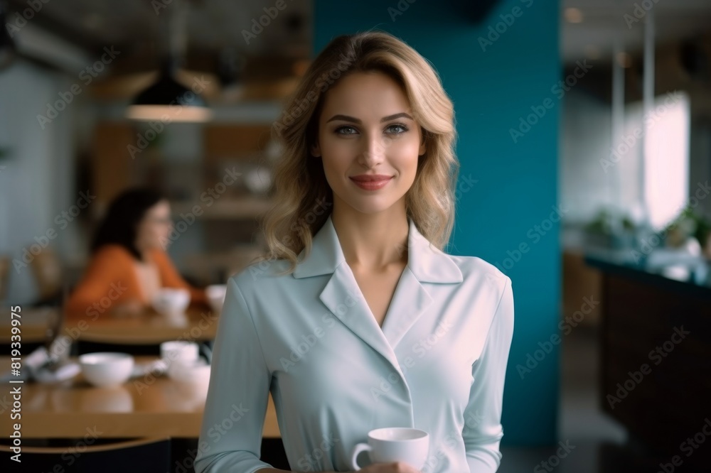 Portrait of beautiful businesswoman in cafe