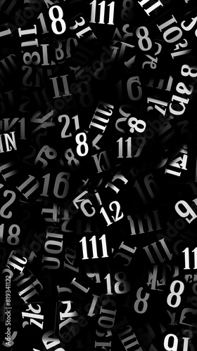 Abstract Image  Black and White Letters and Numbers  Pattern Style Texture  Wallpaper  Background  Cell Phone and Smartphone Cover  Computer Screen  Cell Phone and Smartphone Screen  9 16 Format - PNG