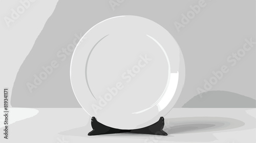 White souvenir plate on black stand - realistic moc photo