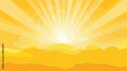 White sun rays on golden yellow sky background - bl