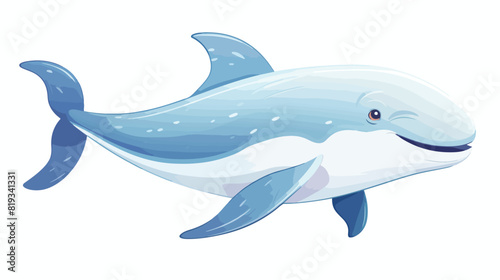 White whale flat vector illustration. Cute beluga m