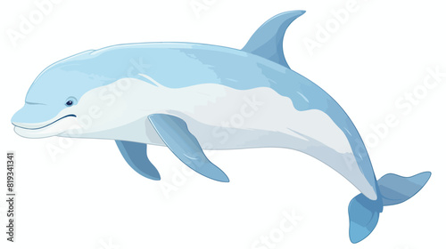 White whale flat vector illustration. Cute beluga m