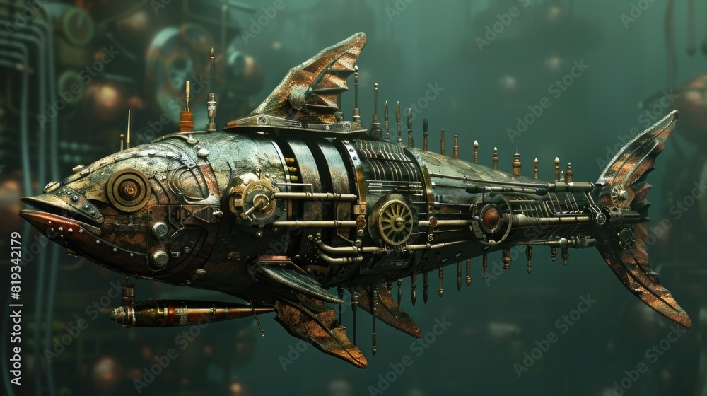 Naklejka premium Steampunk Barracuda.