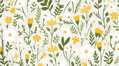 Wild flower pattern. Seamless background with repea