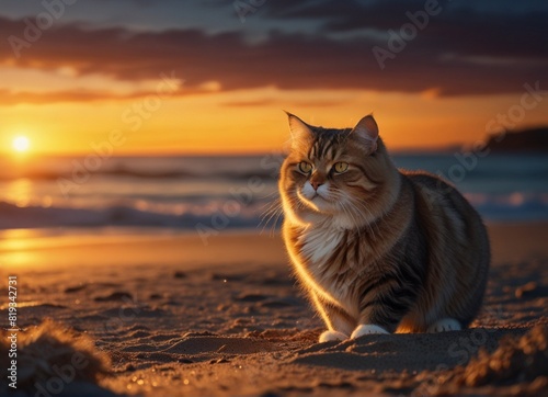 cat at sunset