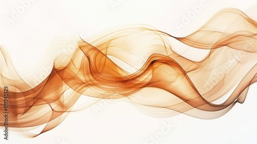 Mocha Brown Abstract with Glowing Waves and Smoke on White Background. Concept Abstract Art, Mocha Brown, Glowing Waves, Smoke Effect, White Background