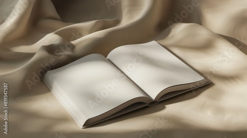 Open photorealistic book mockup on abstract background photo