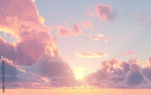 Evening sky painted with soft clouds and gentle sunset hues. © maly