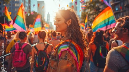 AI-Crafted: Vibrant LGBT Pride Parade with Rainbow Flag © Nicolas