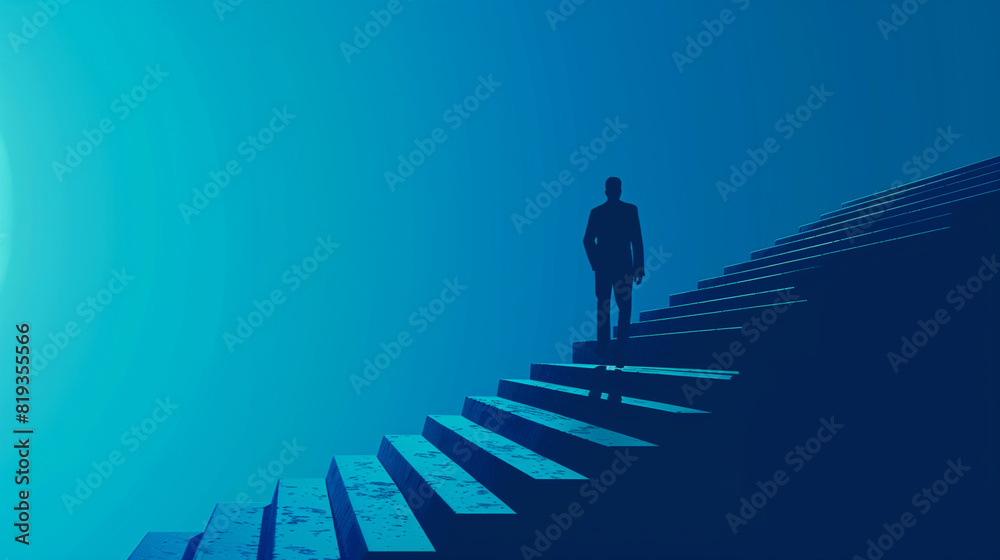 Man Standing on Top of Stairs Man Standing on Top of Stairs