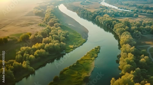 aerial view, river borders and estuaries. 4k video photo